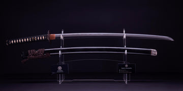 Antique Japanese Katana Sword with Iron Tsuba and Black Lacquet Mountings