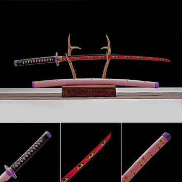 Hand Forged Anime Katana Demon Slayer Kokushibo 1045 Carbon steel Red Blade