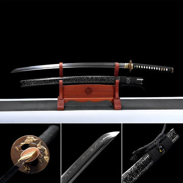 Hand Forged Japanese Samurai Katana Auspicious Clouds &Beasts T10 Turns the soil to burn blade