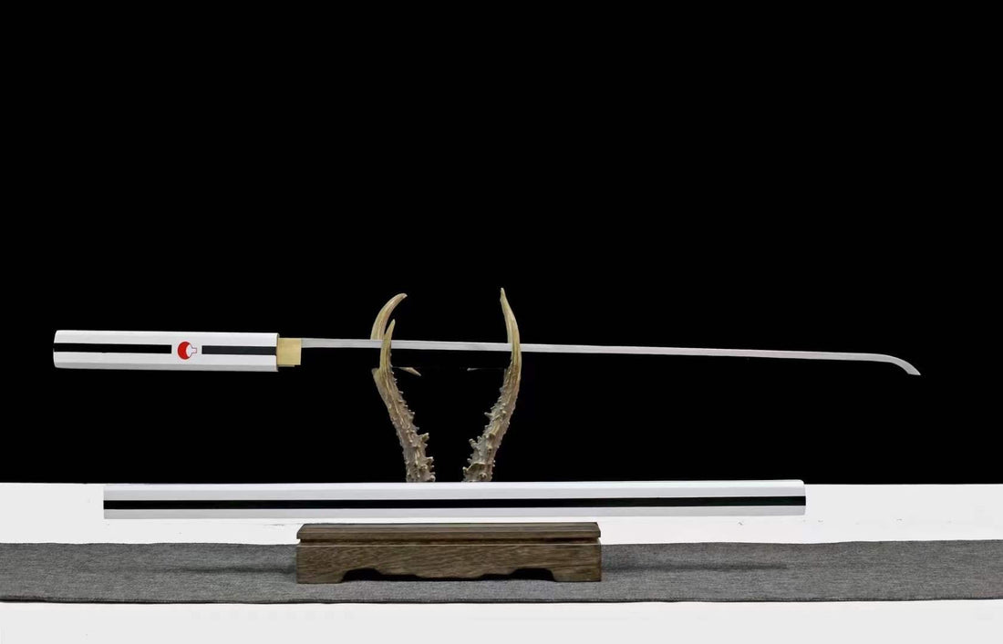 Handmade Anime NARUTO Sasuke Kusanagi-No-Tsurugi Sword Shirasaya Ninja Sword Spring Steel WhiteBlade