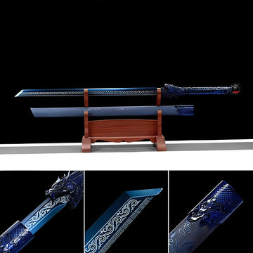 Handmade Blue Flame High Manganese Steel Chinese Sword