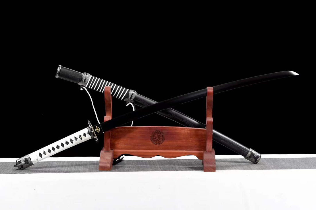 Handmade Undead Cut Katana Sword, Sekiro: Shadows Die Twice Japanese Samurai Sword, Black Manganese Steel Blades, Full Tang